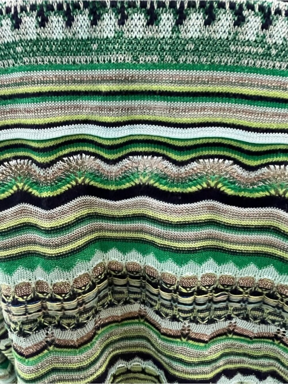 Chico's Green Multi-Pattern Open-Front Cardigan - Picture 6 of 7